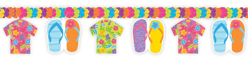 Girlande mit Hawaiihemden und Flip Flops
