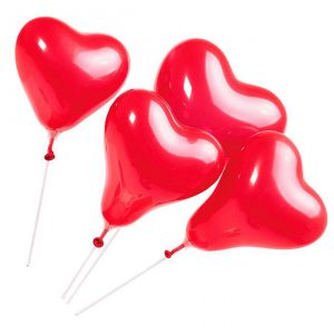 Mini-Luftballons "Rotes Herz" mit Plastikstäben 5er Pack