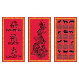 Raumdeko Chinesische Zeichen 3-tlg. 51 cm