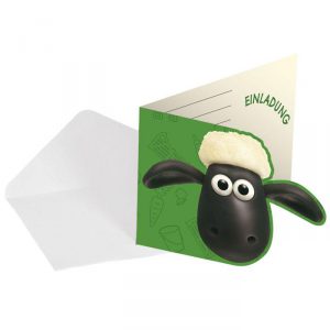 Einladungskarten "Shaun das Schaf" mit Umschlag 8er Pack