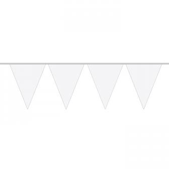 Einfarbige Wimpel-Girlande 10 m-weiß