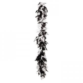 Zweifarbige Federboa 180 cm 50 g-schwarz-weiß