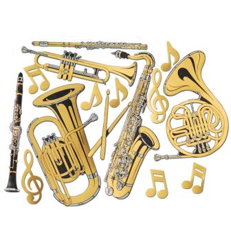 Wanddeko Musikinstrumente gold 60 cm 15-tlg.