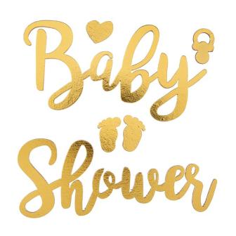 Aufkleber aus Holz "Baby Shower" 6-tlg.