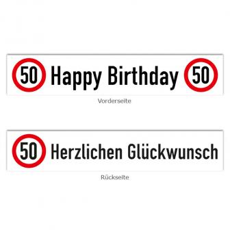 Banner Verkehrsschild "50. Geburtstag" 70 x 13 cm