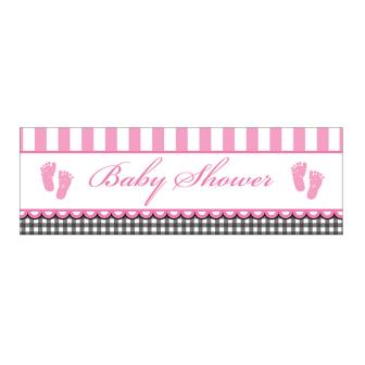 Banner "Süße Baby-Füße" 152 x 51 cm-rosa