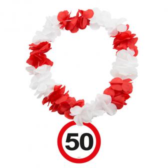 Blumenkette "Verkehrsschild 50. Geburtstag"
