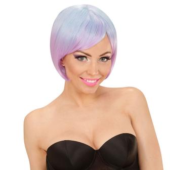 Bob-Perücke "Farbverlauf" Deluxe-hellblau-violett