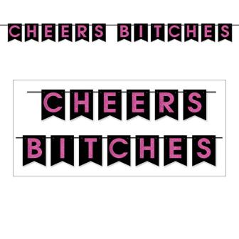Buchstaben-Girlande "Cheers Bitches" 3,66 m