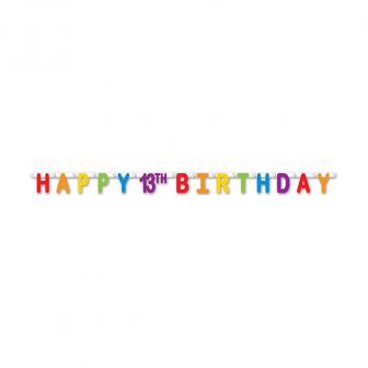 Buchstaben-Girlande "Happy 13th Birthday" 168 cm
