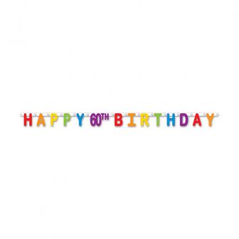 Buchstaben-Girlande "Happy 60th Birthday" 168 cm