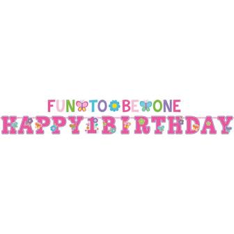 Buchstaben-Girlanden "1. Geburtstag - Schmetterling" 2-tlg.