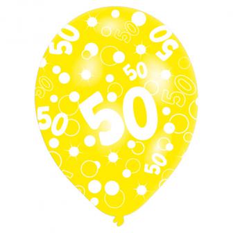 Bunte Luftballons 50. Geburtstag "Bubbels" 6er Pack