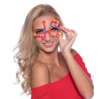 Bunte Partybrille "18. Geburtstag"-rot