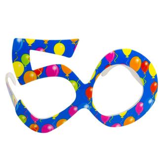 Bunte Partybrille "50. Geburtstag"-blau