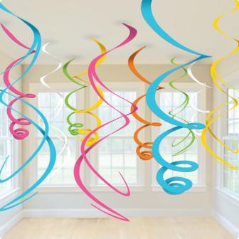 Bunte Wirbel-Deckenhänger 12er Pack