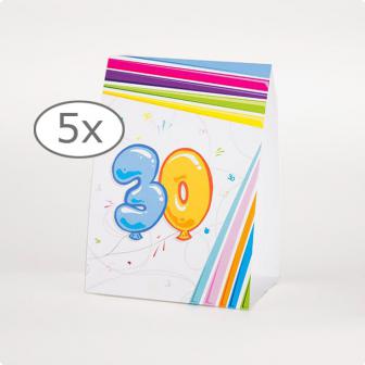 Bunter Aufsteller "30. Geburtstag" 15 cm 5er Pack