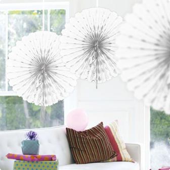 Deckendeko Fächer aus Wabenpapier 45 cm-weiß