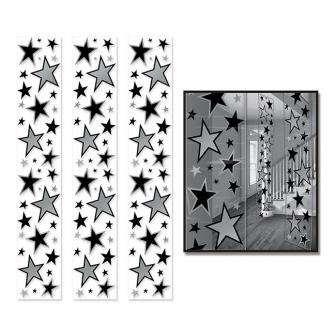Deckenhänger aus Folie "Sternenhimmel" 3er Pack-silber-schwarz