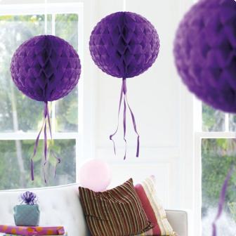 Deckenhänger "Ball aus Wabenpapier" 30 cm-lila