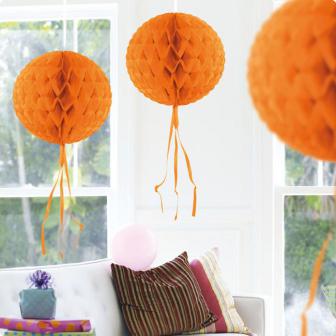 Deckenhänger "Ball aus Wabenpapier" 30 cm-orange