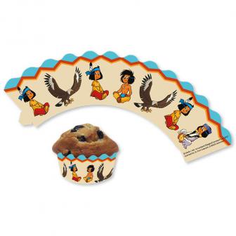 Deko-Banderolen für Muffins "Indianerjunge Yakari" 12er Pack
