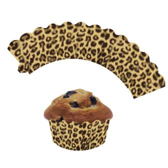 Deko-Banderolen für Muffins "Leoparden-Look" 12er Pack