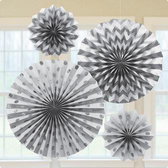 Deko-Fächer "Farbenpracht" 4er Pack-silber