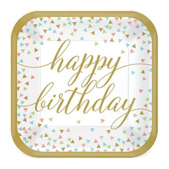 Eckige Pappteller "Confetti Fun" 18er Pack