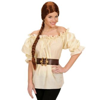 Einfarbige Bluse für Damen-beige-M