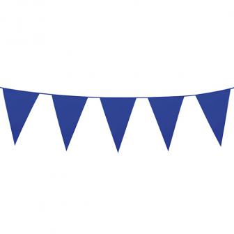 Einfarbige mini Wimpel-Girlande 3 m-blau