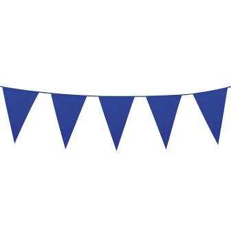Einfarbige mini Wimpel-Girlande 3 m-blau