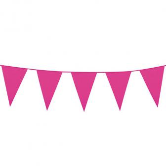 Einfarbige mini Wimpel-Girlande 3 m-pink