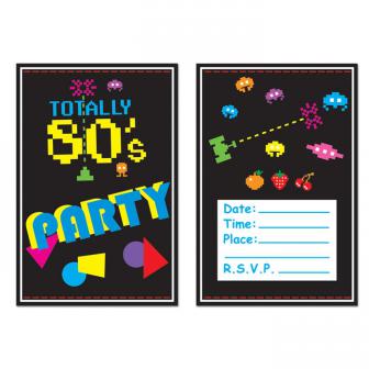 Einladungskarten "80er Jahre Style" mit Umschlag 8er Pack