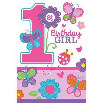 Einladungskarten-Set "1. Geburtstag - Schmetterling" 8er Pack