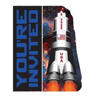 Einladungskarten "Space Shuttle und Planeten" 8er Pack