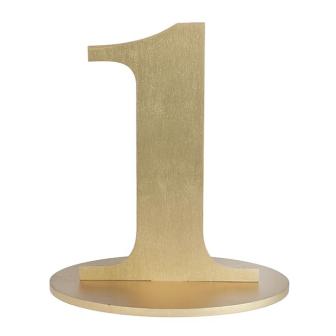 Einzelne goldene Zahl aus Holz 15,5 cm-1