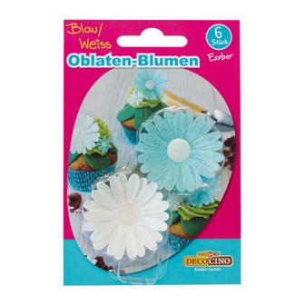 Essbare Oblaten-Blumen 6er Pack-blau-weiß