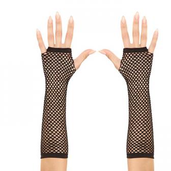 Fingerlose lange Handschuhe "Netzoptik"-schwarz