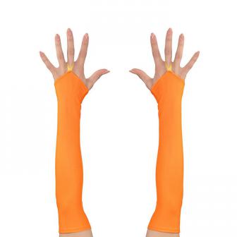 Fingerlose Satin-Handschuhe-neonorange