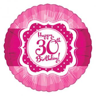Folien-Ballon Happy Birthday "Pretty Pink 30" 45 cm