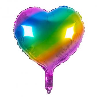 Folienballon Herz in Regenbogen 45 cm