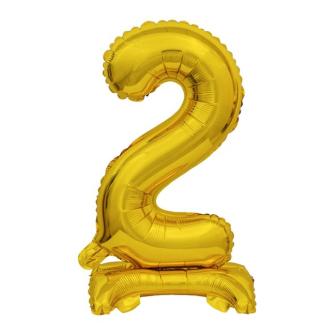 Folienballon mit Standfuß Zahl in Gold 38 cm-2