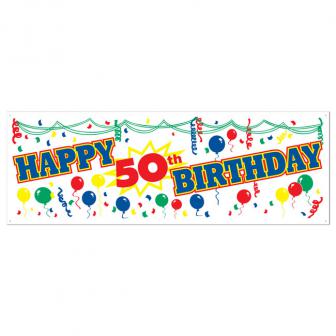 Geburtstags-Banner "Happy 50th Birthday" 1,5 m