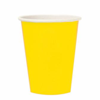 Einfarbige Pappbecher 266 ml 8er Pack-gelb