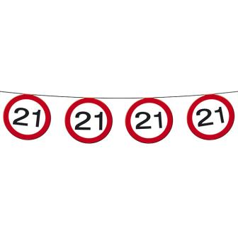 Girlande "Verkehrsschild 21. Geburtstag" 12 m