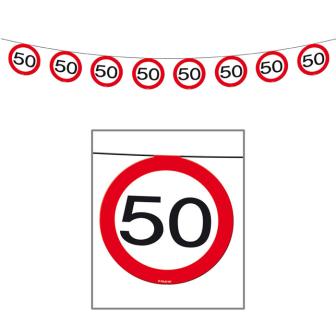 Girlande Verkehrsschild 50. Geburtstag 12 m