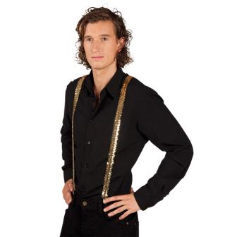 Glamouröse Pailletten-Hosenträger-gold