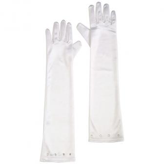 Glamouröse Satin-Handschuhe 42 cm-weiß