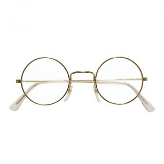Goldene Brille mit kreisrunden Gläsern